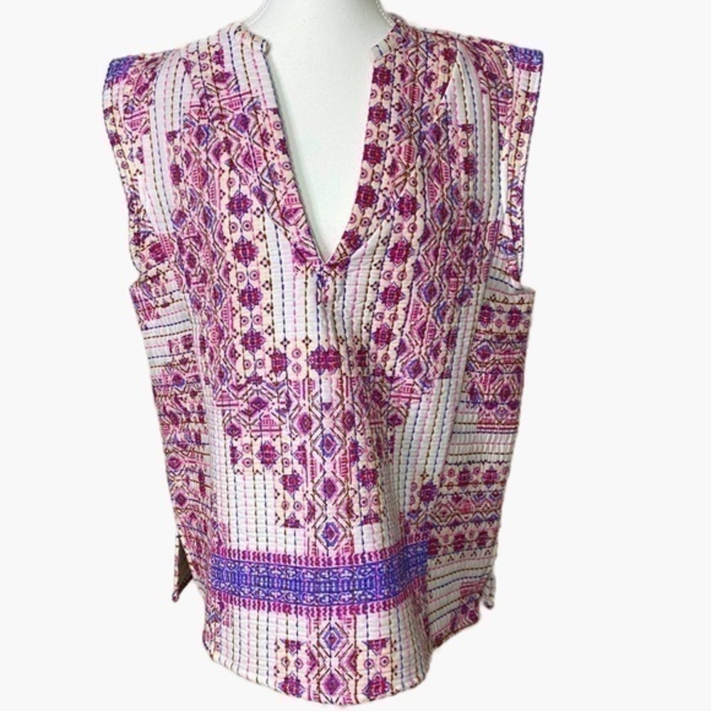 Zara Quilted Pink and Purple Sleeveless Top